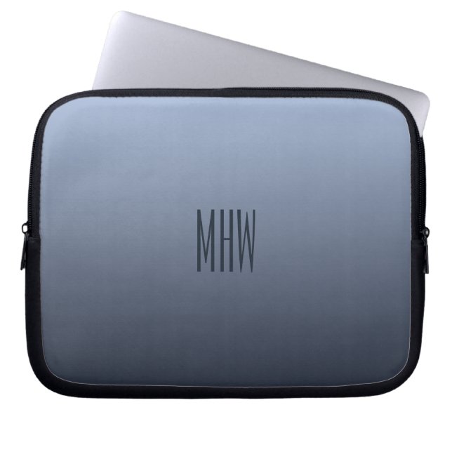 Beställnings- monogramlaptop sleeve för blåaktig (Framsidan)