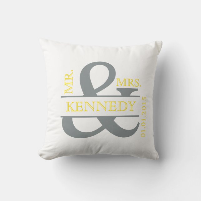 Beställnings- Monogramminnessakbröllop kudder Kudde (Framsida)