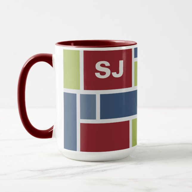 Beställnings- monogrammuggar för geometriskt mugg (Vänster)