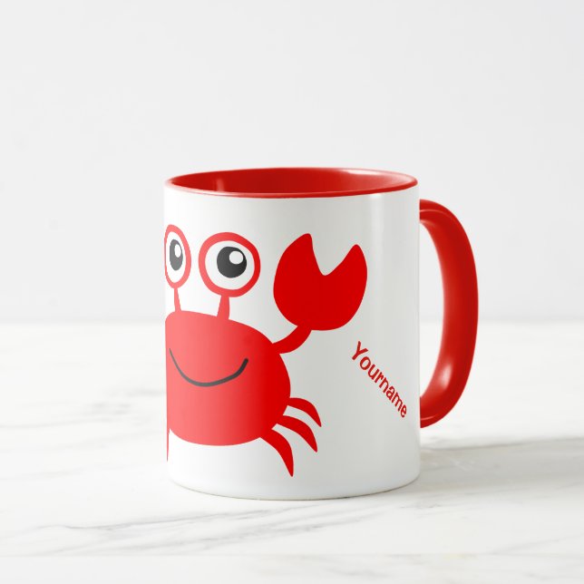 Beställnings- monogrammuggar för lycklig krabba mugg (Framsida höger)