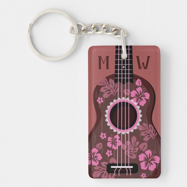 Beställnings- monogramnyckelring för Ukulele (Framsidan)