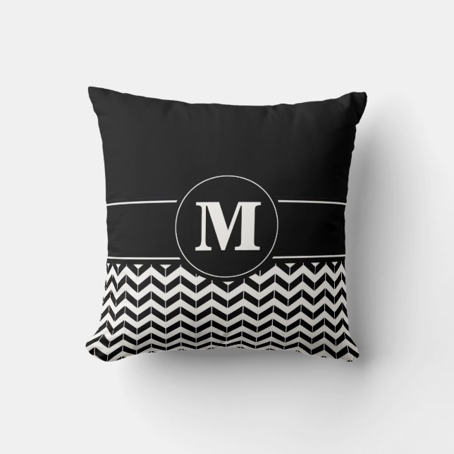 Beställnings- Monogramsparresvart Kudde (Framsida)