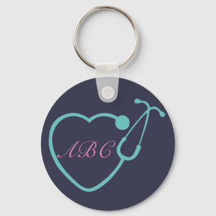 Beställnings- Monogramstetoskopnyckelring Nyckelring