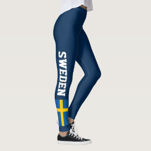 Beställnings- mörk damasker för svenskflagga f leggings