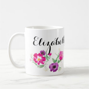 Beställnings- mugg för vattenfärgblommanamn