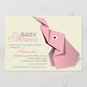 Beställnings- origamielefantbaby shower inbjudningar