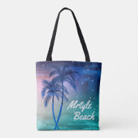 Beställnings- palmträd för Mrytle strandtote bags