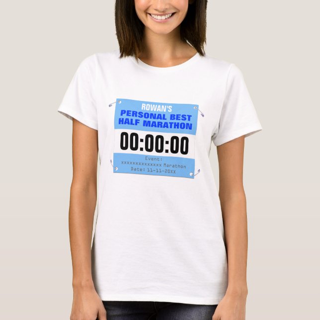 Beställnings- personlig bäst Halva-Maraton Tee (Framsida)