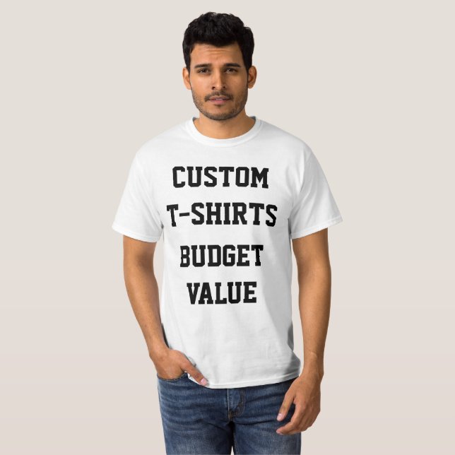 Beställnings- personligmanar BUDGET VÄRDERAR Tee Shirt (Hel framsida)