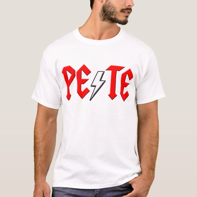 beställnings- PETE sten - och - rulla skjortan T Shirt (Framsida)