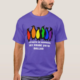 Beställnings- pingvin för regnbåge för stadsgay t shirt