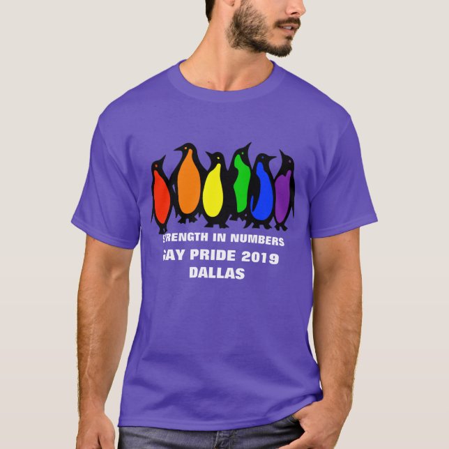 Beställnings- pingvin för regnbåge för stadsgay t shirt (Framsida)