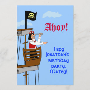 Beställnings- piratfödelsedagsfest inbjudanfrakt inbjudningar