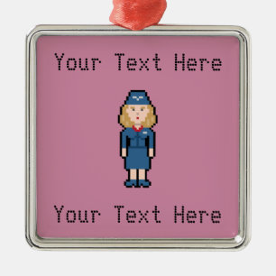 Beställnings- PIXELflygvärdinna Julgransprydnad Metall