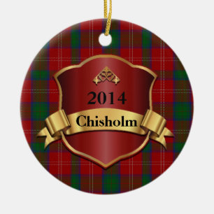 Beställnings- prydnad för Chisholm Tartanpläd Julgransprydnad Keramik