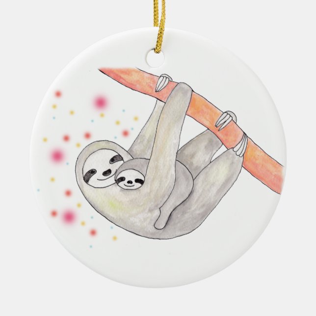 Beställnings- prydnad för nyfödd bebisprydnad för julgransprydnad keramik (Framsidan)