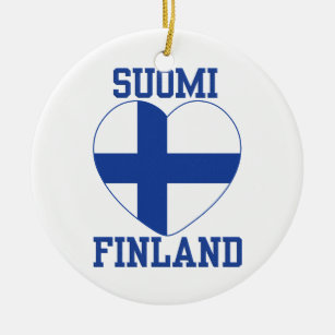 Beställnings- prydnad för SUOMI FINLAND Julgransprydnad Keramik