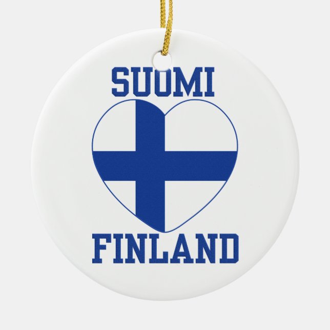 Beställnings- prydnad för SUOMI FINLAND Julgransprydnad Keramik (Framsidan)