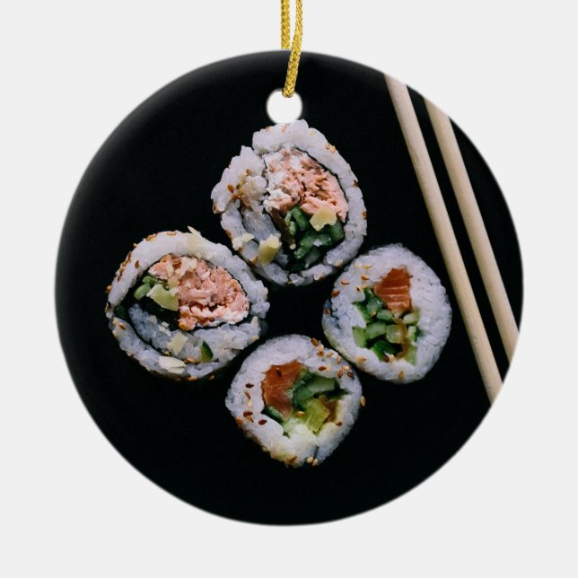 Beställnings- prydnad för Sushi Julgransprydnad Keramik (Framsidan)