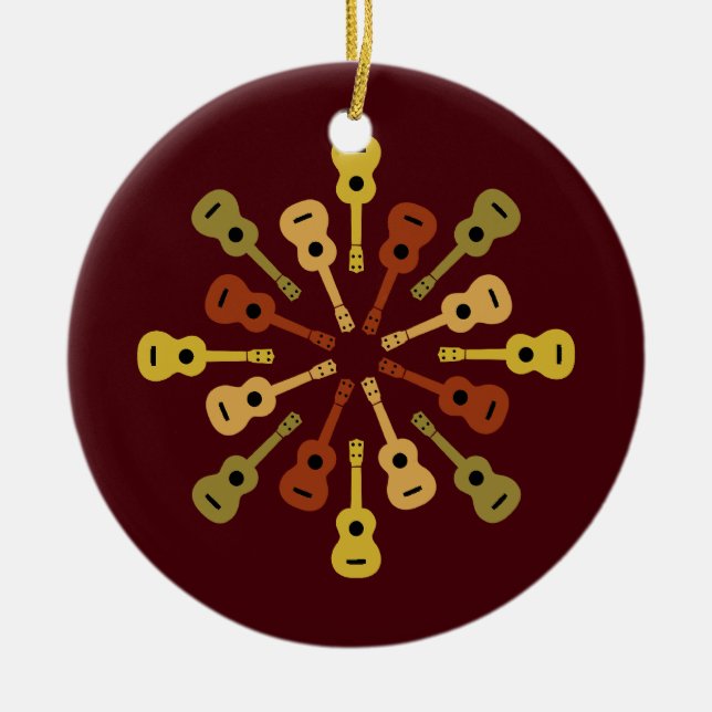 Beställnings- prydnad för Ukulele Julgransprydnad Keramik (Framsidan)