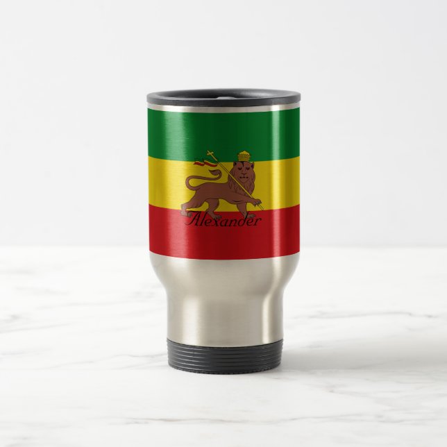 Beställnings- Rastafarian flagga av Etiopien som Resemugg (Center)