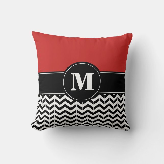 Beställnings- röd Monogramsparre Kudde (Framsida)