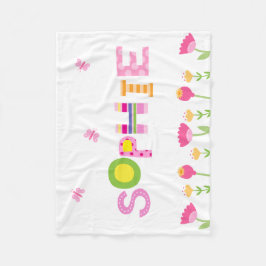 Beställnings- rosa fjärilar, blommor ditt fleecefilt