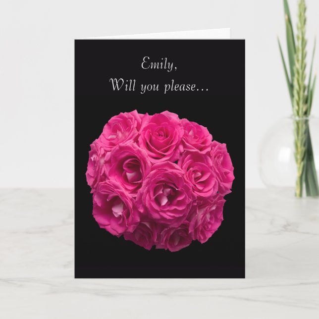 Beställnings- rosa rosbrudtärnakort inbjudan (Framsida)