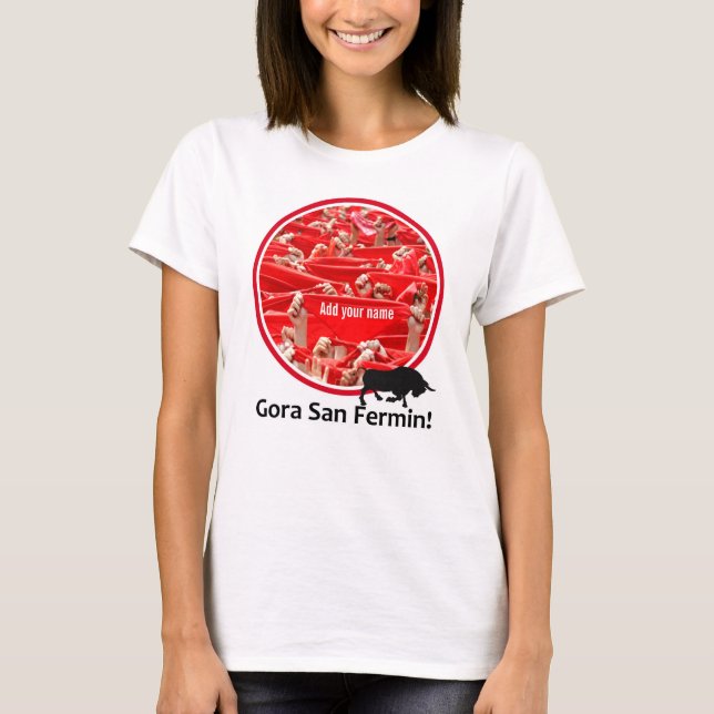 Beställnings- scarf, San Fermin encierro, T Shirt (Framsida)