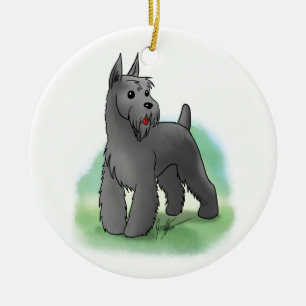 Beställnings- Schnauzerprydnad Julgransprydnad Keramik
