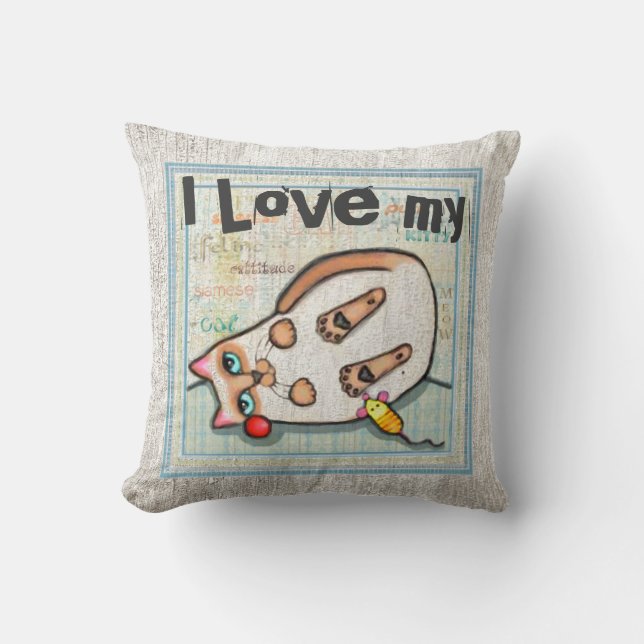 Beställnings- Siamese MoJo för kattkärlekamerikan Kudde (Framsida)