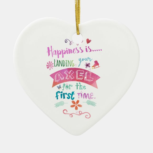 Beställnings- skridsko för lycka för julgransprydnad keramik (Framsidan)