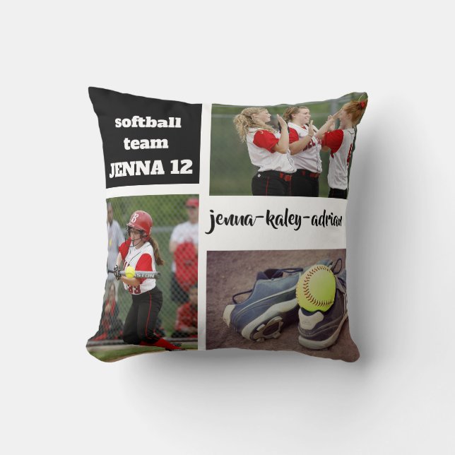 Beställnings- softballfotoCollage kudder med Kudde (Framsida)