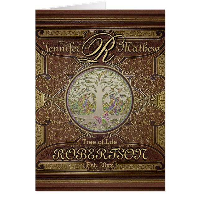 Beställnings- stamträdårsdag för Monogram Hälsningskort (Framsidan)