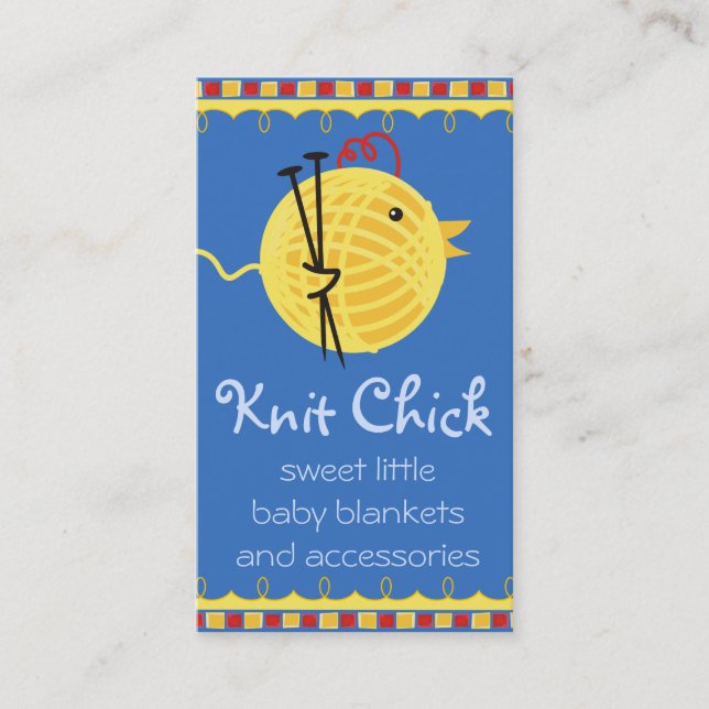 Beställnings- stickor för färggarnnystanhöna visitkort (Framsida)