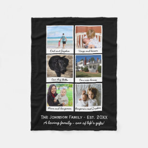 Beställnings- svart för Instagram fotoCollage Fleecefilt