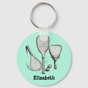 Beställnings- tennisfreak Keychain för vintage Nyckelring