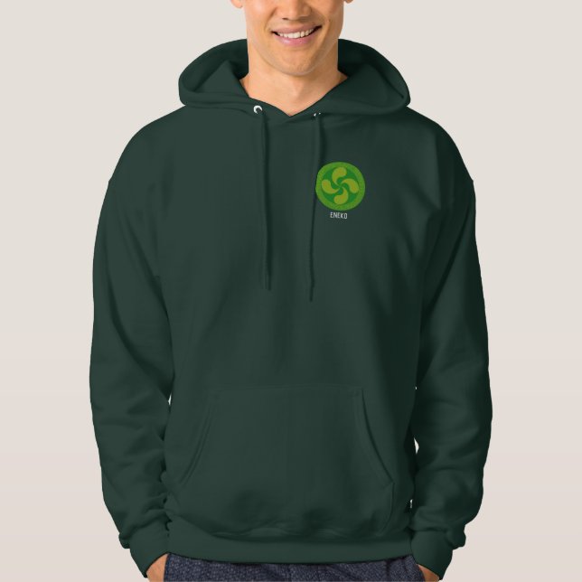 Beställnings- text, baskiskt landsymbol: Lauburu, Hoodie (Framsida)
