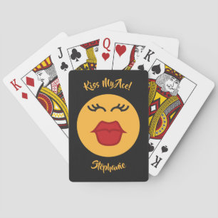 Beställnings- text för kyssande Emoticon som leker Casinokort