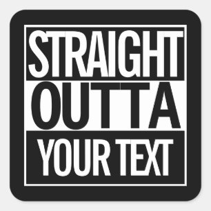 Beställnings- text raka Outta din Retro svart fö Fyrkantigt Klistermärke