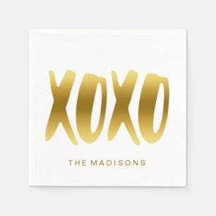 Beställnings- text XOXO kramar, och kyssFauxguld Pappersservett