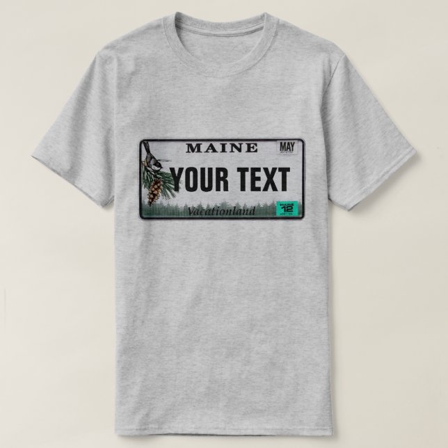 Beställnings- textMaine registreringsskylt T Shirt (Design framsida)
