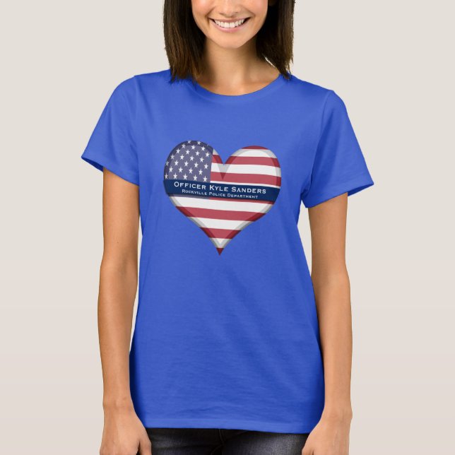 Beställnings- tunn blålinjenhjärta t-shirt (Framsida)