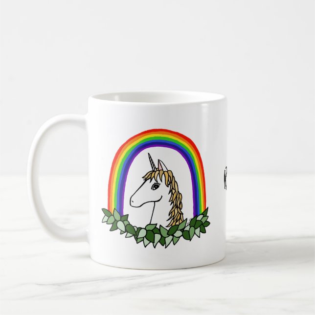 Beställnings- Unicorn för personlig för Kaffemugg (Vänster)