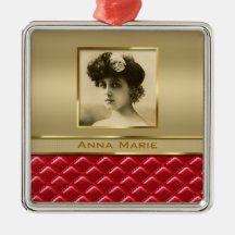 Beställnings- vadderat rött läder för fotoramFaux