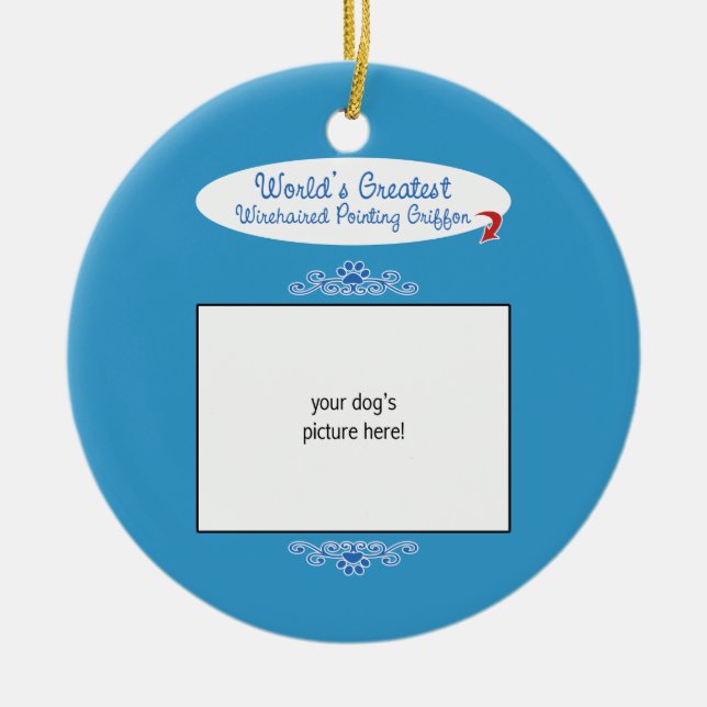 Beställnings- världar mest underbara Wirehaired Julgransprydnad Keramik (Framsidan)