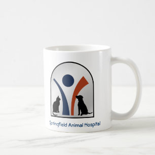 Beställnings- veterinär- djur logotyp med katten kaffemugg