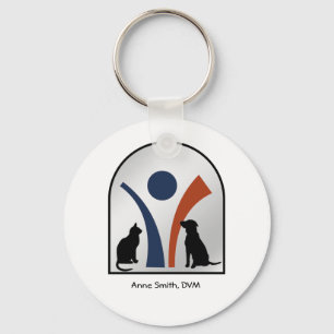 Beställnings- veterinär- djur logotyp med katten nyckelring