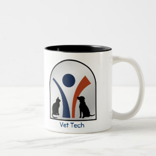 Beställnings- veterinär- djur logotyp med katten Två-Tonad mugg