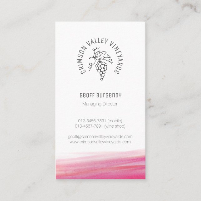 Beställnings- visitkort för druvavingårdrött vin (Framsida)